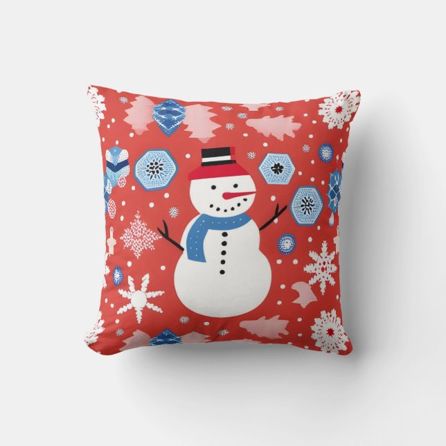 Snowman Chillin' Throw Pillow (Front)