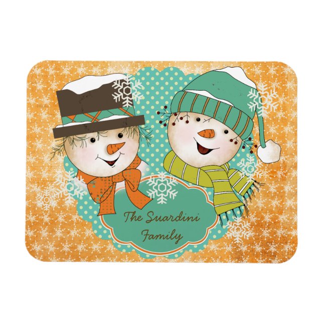 Snowman Christmas 2 Personalized Flexi Magnet (Horizontal)