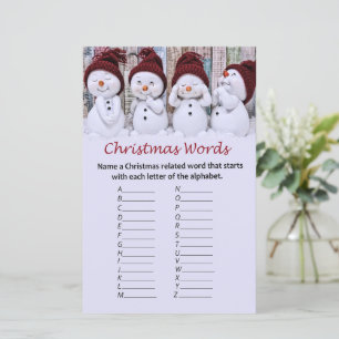 Snowman christmas alphabet words game