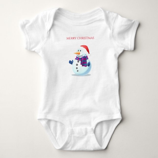 Snowman christmas baby jersey bodysuit. baby bodysuit (Front)