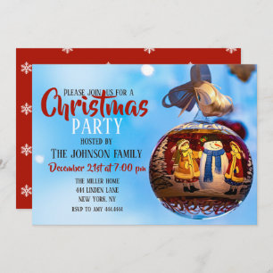 Snowman Christmas Ball Invitation