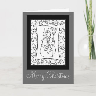 Snowman Christmas Black Holiday Card by Janz