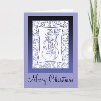 Snowman Christmas Blue Holiday Card by Janz