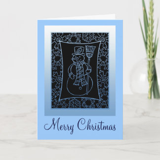 Snowman Christmas Blue Holiday Card by Janz