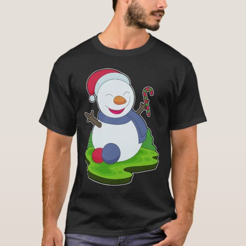 Snowman Christmas Candy cane T_Shirt