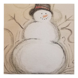 Snowman Christmas Canvas Wall Art
