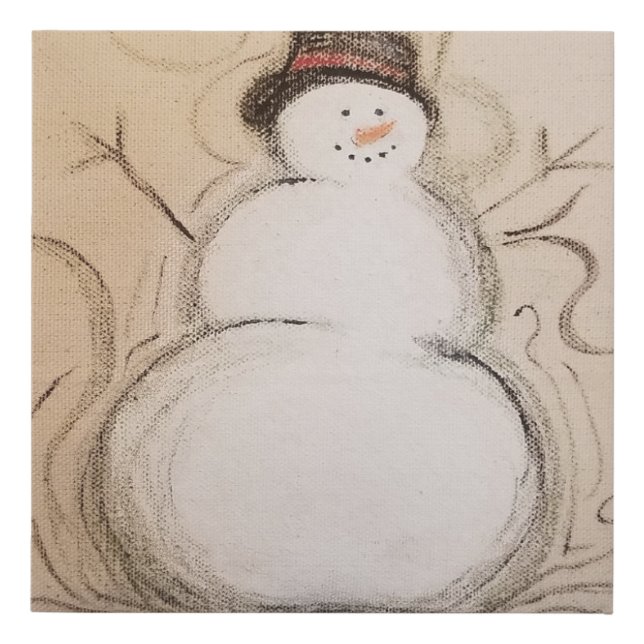 Snowman Christmas Canvas Wall Art (Front)
