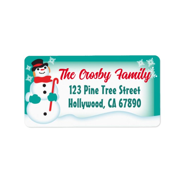 Snowman Christmas Card Address Labels (Front)