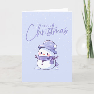 Snowman Christmas Card with Purple Background