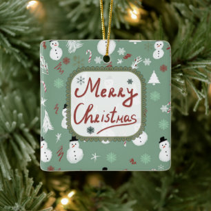 Snowman Christmas  Ceramic Ornament