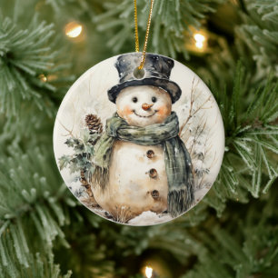 Snowman Christmas Ceramic Ornament