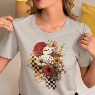 Snowman Christmas Checkered Board retro Tri-Blend Shirt