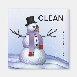 Snowman Christmas Clean Dirty Dishwasher Magnet