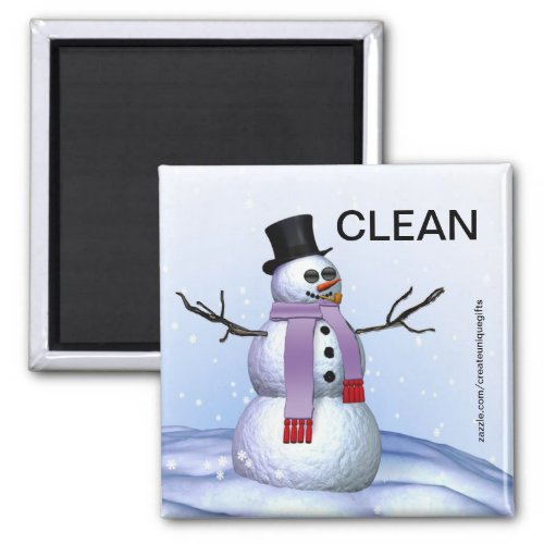 Snowman Christmas Clean Dirty Dishwasher Magnet