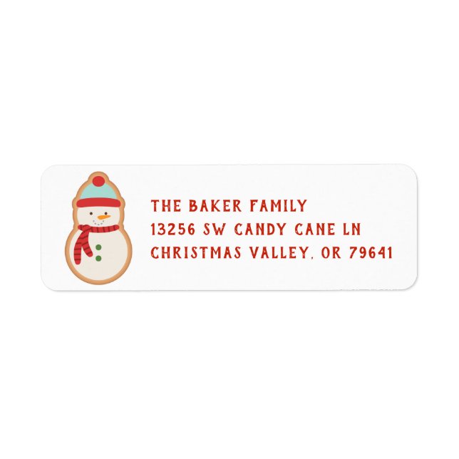 Snowman Christmas Cookie Label (Front)