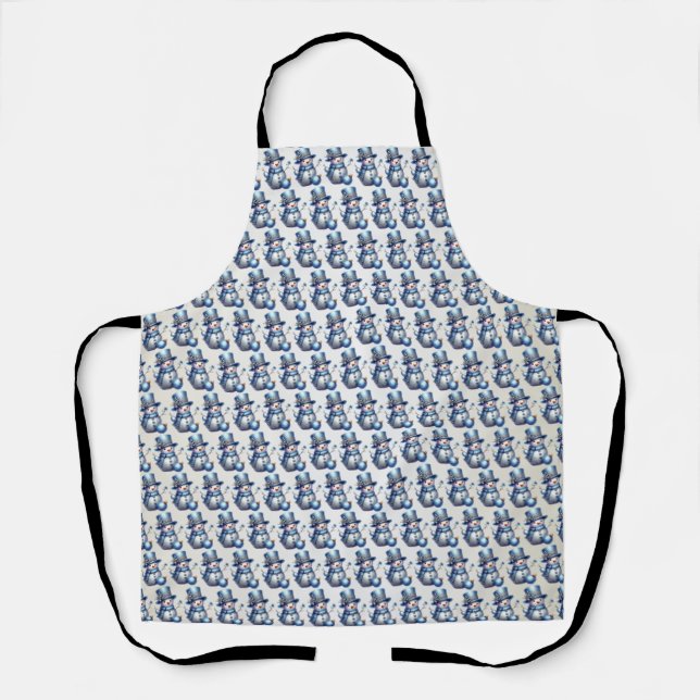 Snowman Christmas Elegant Winter Holidays Apron (Front)