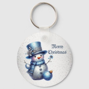 Snowman Christmas Elegant Winter Holidays Keychain