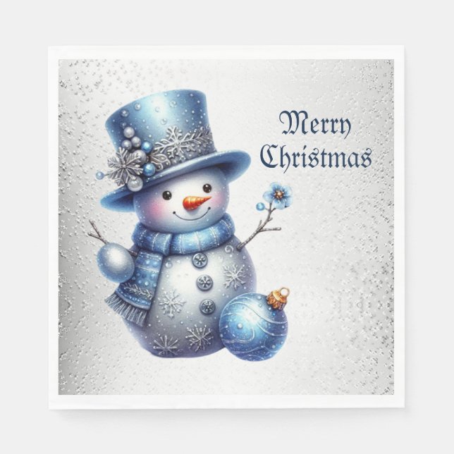 Snowman Christmas Elegant Winter Holidays Napkins (Front)