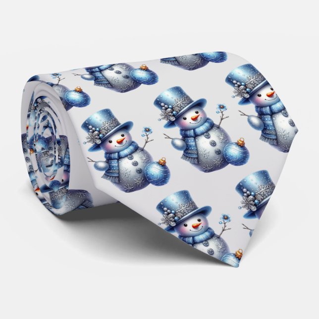 Snowman Christmas Elegant Winter Holidays Neck Tie (Rolled)