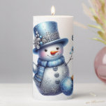 Snowman Christmas Elegant Winter Holidays Pillar Candle<br><div class="desc">Snowman Christmas Elegant Winter Holidays Pillar Candle. Unique,  beautiful,  stylish design. Easy to be personalized. Font style,  size and colors can be changed. Matching items are available.</div>