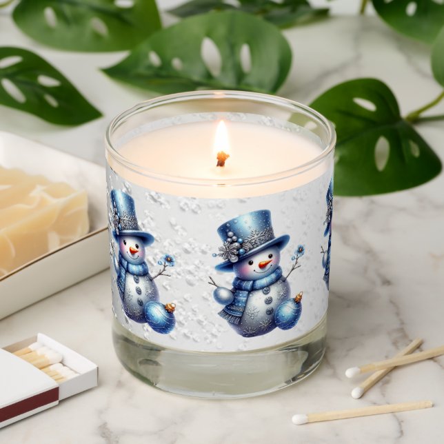 Snowman Christmas Elegant Winter Holidays Scented Candle (Lit)