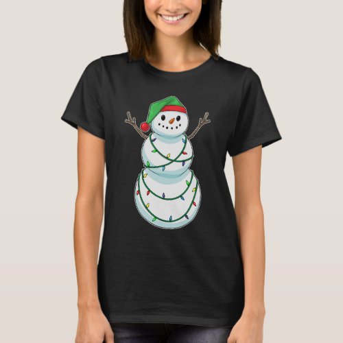 Snowman Christmas Fairy lights T_Shirt