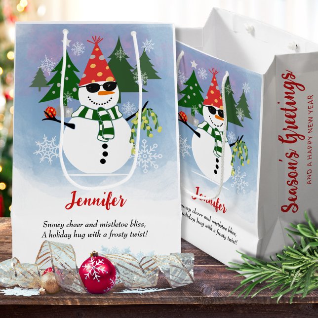 Snowman Christmas Gift Bag with Personalized Name (Creator Uploaded)