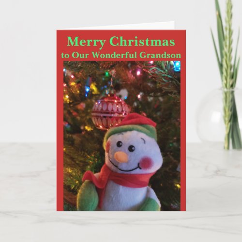 Snowman Christmas Grandson Card