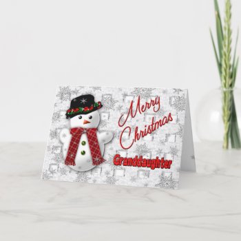 Snowman Christmas Greeting - Granddaughter Holiday Card by TrudyWilkerson at Zazzle