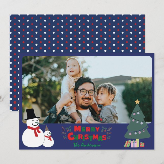 Snowman Christmas Greeting Holiday Card (Front/Back)