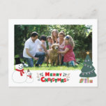 Snowman Christmas Greeting Holiday  Postcard<br><div class="desc">The heartwarming Design is to celebrate Christmas joyfulness. Send happiness to the people whom you love and care about with this splendid Christmas holiday greeting card. You can change the covered photo to your family photo. A lovely photo of your family will bring your friends or family close to you....</div>