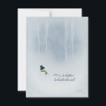 Snowman Christmas Greetings Walk In The SnowyWoods Holiday Card<br><div class="desc">Send some holiday sentiments with a beautiful snowman in snowy woods,  and customize the greeting on the back. Less waste with a flat card,  and it can be framed for holiday art around the home.</div>