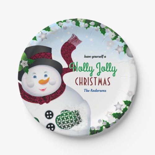 Snowman Christmas Holiday Paper Plates