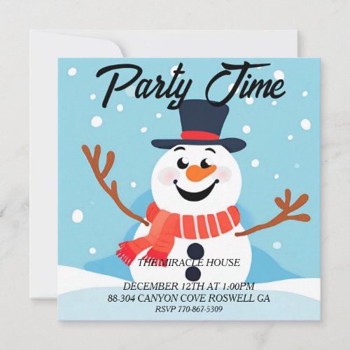 Snowman Christmas Holiday Party Invitation