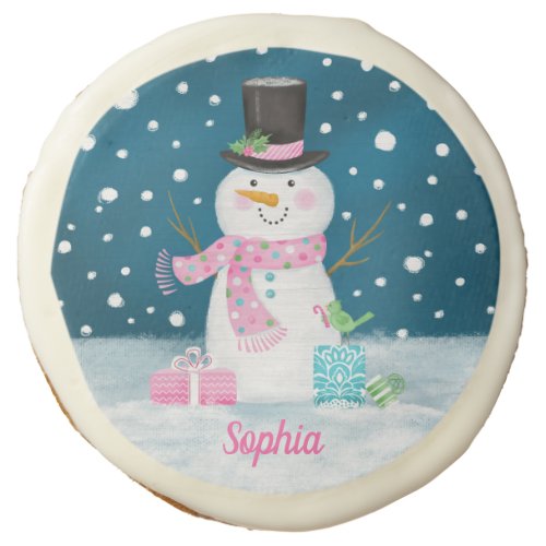 Snowman Christmas Holiday Personalized Sugar Cookie