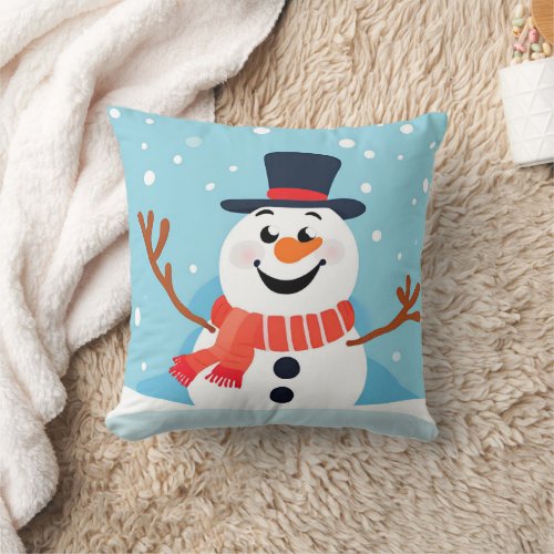 Snowman Christmas Holiday Throw Pillow