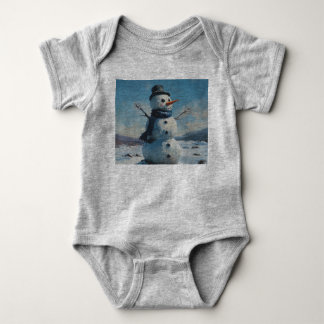 snowman Christmas kids one piece festive Baby Bodysuit