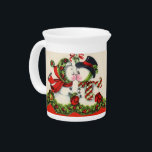 Snowman Christmas Kisses Drink Pitcher<br><div class="desc">Beautiful retro snowman kissing under the winter sky,  holiday pitcher for your dinner table. Great hostess gift too! Personalize this pitcher with your own words!</div>