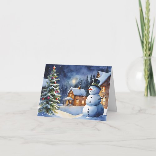 Snowman Christmas Landscape Card
