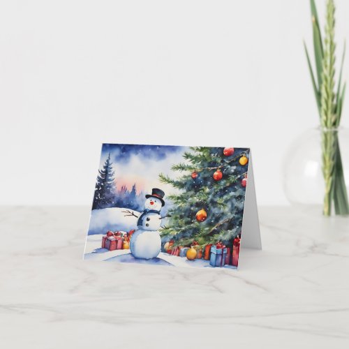 Snowman Christmas Landscape Card