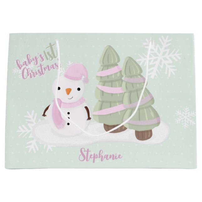 Snowman Christmas Large Gift Bag (Front)