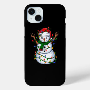snowman christmas lights iPhone 15 plus case