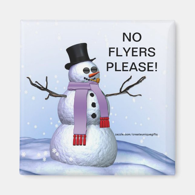 Snowman Christmas No Flyers Please Magnet (Front)
