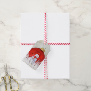 snowman Christmas ornament in fur Gift Tags