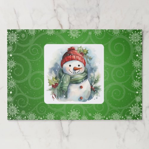 Snowman Christmas Paper Placemat 25 per Pad
