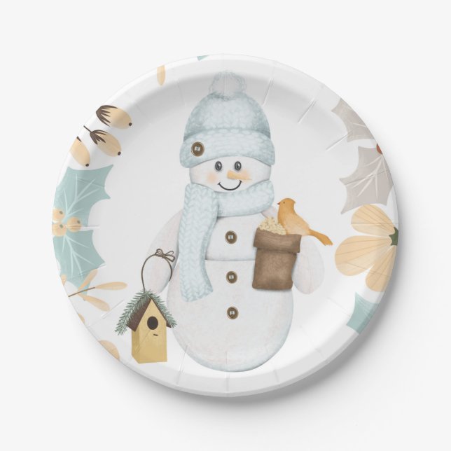 Snowman Christmas Paper Plate (Front)