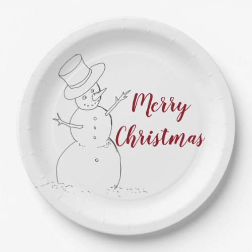 Snowman Christmas paper plate