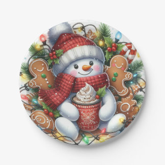 Snowman Christmas Paper Plates