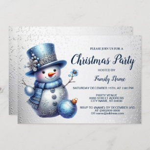 Snowman Christmas Party Elegant Winter Holidays Invitation