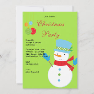 Snowman Christmas Party Holiday Invite